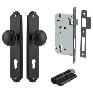 Paddington Knob Shouldered Backplate Entrance Kit w High Security Lock Matt Black by Iver, a Door Hardware for sale on Style Sourcebook