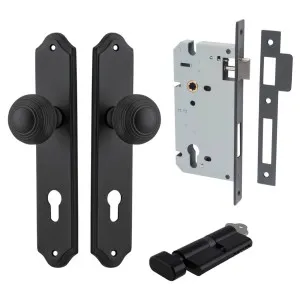 Guildford Knob Shouldered Backplate Entrance Kit w High Security Lock Matt Black by Iver, a Door Hardware for sale on Style Sourcebook