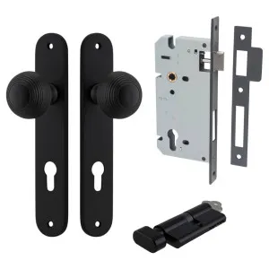 Guildford Knob Oval Backplate Entrance Kit w High Security Lock Matt Black by Iver, a Door Hardware for sale on Style Sourcebook