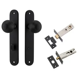 Guildford Knob Oval Backplate Privacy Kit w Privacy Turn Matt Black by Iver, a Door Hardware for sale on Style Sourcebook