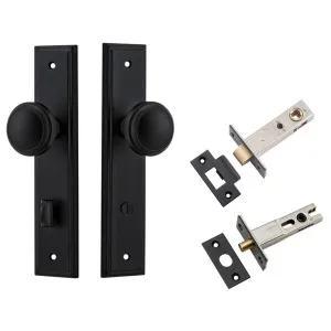 Paddington Knob Stepped Backplate Privacy Kit with Privacy Turn Matt Black by Iver, a Door Hardware for sale on Style Sourcebook
