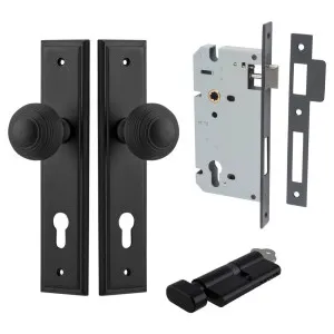 Guildford Knob Stepped Backplate Entrance Kit w High Security Lock Matt Black by Iver, a Door Hardware for sale on Style Sourcebook