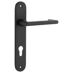 Baltimore Return Lever Oval Backplate Matt Black by Iver, a Door Hardware for sale on Style Sourcebook