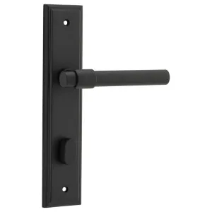 Helsinki Lever Stepped Backplate Matt Black by Iver, a Door Hardware for sale on Style Sourcebook