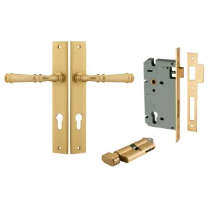Verona Lever Rectangular Backplate Entrance Kit w High Security Lock Brushed Brass by Iver, a Door Hardware for sale on Style Sourcebook
