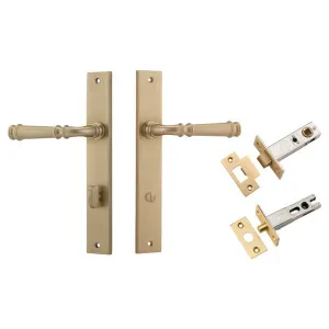 Verona Lever Rectangular Backplate Privacy Kit w Privacy Turn Brushed Brass by Iver, a Door Hardware for sale on Style Sourcebook