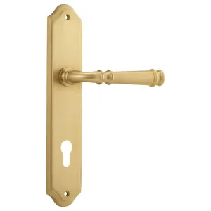 Verona Lever Shouldered Backplate Brushed Brass by Iver, a Door Hardware for sale on Style Sourcebook