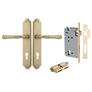Verona Lever Shouldered Backplate Entrance Kit w High Security Lock Brushed Brass by Iver, a Door Hardware for sale on Style Sourcebook