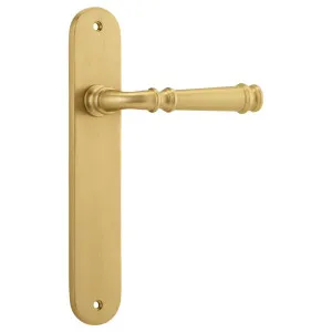 Verona Lever Oval Backplate Brushed Brass by Iver, a Door Hardware for sale on Style Sourcebook