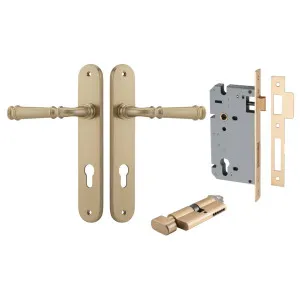 Verona Lever Oval Backplate Entrance Kit w High Security Lock Brushed Brass by Iver, a Door Hardware for sale on Style Sourcebook