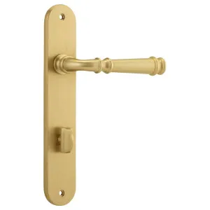 Verona Lever Oval Backplate Brushed Brass by Iver, a Door Hardware for sale on Style Sourcebook
