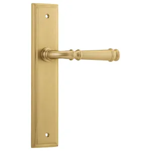 Verona Lever Stepped Backplate Brushed Brass by Iver, a Door Hardware for sale on Style Sourcebook