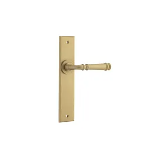 Verona Lever Brushed Brass Chamfered Backplate by Iver, a Door Hardware for sale on Style Sourcebook