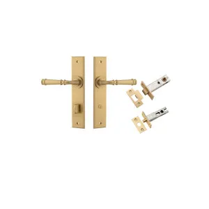 Verona Lever Chamfered  Backplate Privacy Kit w Privacy Turn Brushed Brass by Iver, a Door Hardware for sale on Style Sourcebook