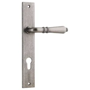 Sarlat Rectangular 85mm Euro Lever Set Distressed Nickel by Iver, a Door Hardware for sale on Style Sourcebook