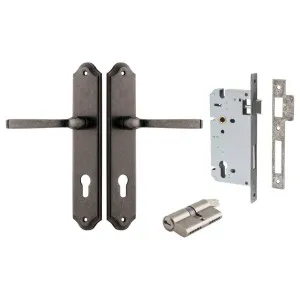 Annecy Lever Shouldered Backplate Entrance Kit w High Security Lock Distressed Nickel by Iver, a Door Hardware for sale on Style Sourcebook
