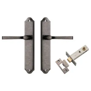 Annecy Lever Shouldered Backplate Passage Kit Distressed Nickel by Iver, a Door Hardware for sale on Style Sourcebook