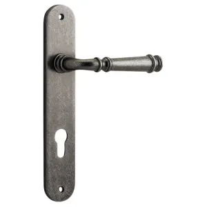 Verona Lever Oval Backplate Distressed Nickel by Iver, a Door Hardware for sale on Style Sourcebook
