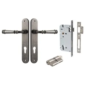 Verona Lever Oval Backplate Entrance Kit w High Security Lock Distressed Nickel by Iver, a Door Hardware for sale on Style Sourcebook