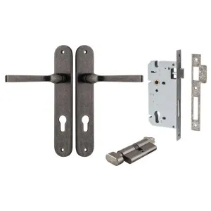 Annecy Lever Oval Backplate Entrance Kit w High Security Lock Distressed Nickel by Iver, a Door Hardware for sale on Style Sourcebook