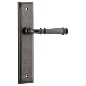 Verona Lever Stepped Backplate Distressed Nickel by Iver, a Door Hardware for sale on Style Sourcebook