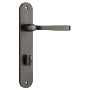 Annecy Lever Oval Backplate Distressed Nickel by Iver, a Door Hardware for sale on Style Sourcebook