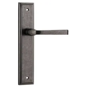 Annecy Lever Stepped Backplate Distressed Nickel by Iver, a Door Hardware for sale on Style Sourcebook