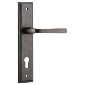 Annecy Lever Stepped Backplate Distressed Nickel by Iver, a Door Hardware for sale on Style Sourcebook