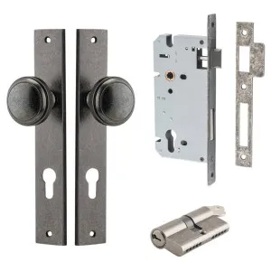 Paddington Knob Rectangular Backplate Entrance Kit w High Security Lock Distressed Nickel by Iver, a Door Hardware for sale on Style Sourcebook