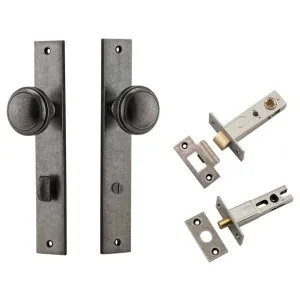 Paddington Knob Rectangular Backplate Privacy Kit w Privacy Turn Distressed Nickel by Iver, a Door Hardware for sale on Style Sourcebook