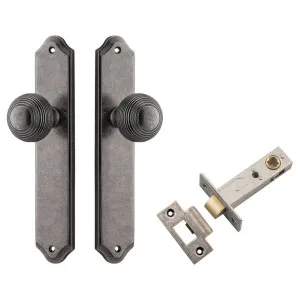 Guildford Knob Shouldered Backplate Passage Kit Distressed Nickel by Iver, a Door Hardware for sale on Style Sourcebook