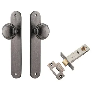Paddington Knob Oval Backplate Passage Kit Distressed Nickel by Iver, a Door Hardware for sale on Style Sourcebook