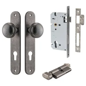 Paddington Knob Oval Backplate Entrance Kit w High Security Lock Distressed Nickel by Iver, a Door Hardware for sale on Style Sourcebook