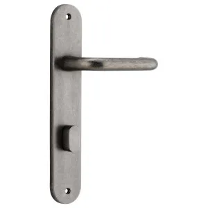 Oslo Lever Oval Backplate Distressed Nickel by Iver, a Door Hardware for sale on Style Sourcebook