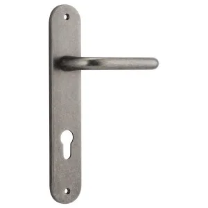 Oslo Lever Oval Backplate Distressed Nickel by Iver, a Door Hardware for sale on Style Sourcebook