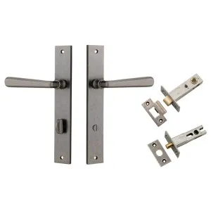 Copenhagen Lever Rectangular Backplate Privacy Kit w Privacy Turn Distressed Nickel by Iver, a Door Hardware for sale on Style Sourcebook