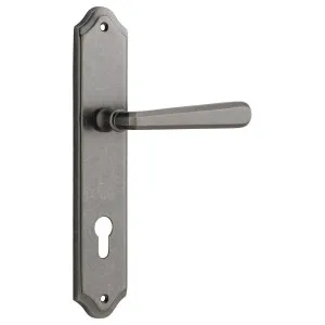 Copenhagen Lever Shouldered Backplate Distressed Nickel by Iver, a Door Hardware for sale on Style Sourcebook
