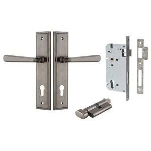Copenhagen Lever Stepped Backplate Entrance Kit w High Security Lock Distressed Nickel by Iver, a Door Hardware for sale on Style Sourcebook