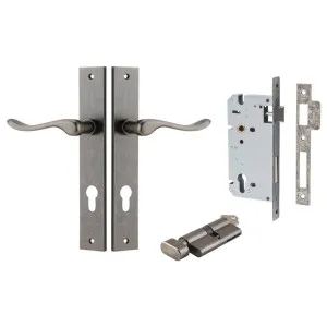 Stirling Lever Rectangular Backplate Entrance Kit w High Security Lock Distressed Nickel by Iver, a Door Hardware for sale on Style Sourcebook