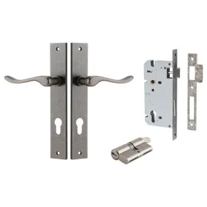Stirling Lever Rectangular Backplate Entrance Kit w High Security Lock Distressed Nickel by Iver, a Door Hardware for sale on Style Sourcebook