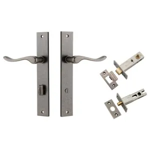 Stirling Lever Rectangular Backplate Privacy Kit w Privacy Turn Distressed Nickel by Iver, a Door Hardware for sale on Style Sourcebook