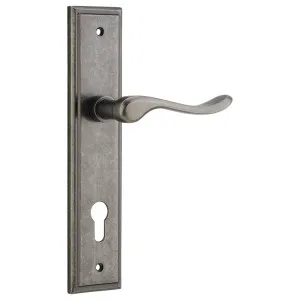 Stirling Lever Stepped Backplate Distressed Nickel by Iver, a Door Hardware for sale on Style Sourcebook