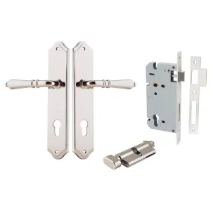 Sarlat Lever Shouldered Backplate Entrance Kit w High Security Lock Polished Nickel by Iver, a Door Hardware for sale on Style Sourcebook