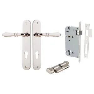 Sarlat Lever Oval Backplate Entrance Kit w High Security Lock Polished Nickel by Iver, a Door Hardware for sale on Style Sourcebook