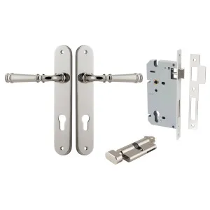Verona Lever Oval Backplate Entrance Kit w High Security Lock Polished Nickel by Iver, a Door Hardware for sale on Style Sourcebook
