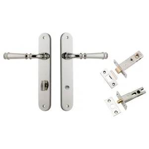 Verona Lever Oval Backplate Privacy Kit w Privacy Turn Polished Nickel by Iver, a Door Hardware for sale on Style Sourcebook