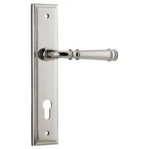Verona Lever Stepped Backplate Polished Nickel by Iver, a Door Hardware for sale on Style Sourcebook
