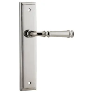 Verona Lever Stepped Backplate Polished Nickel by Iver, a Door Hardware for sale on Style Sourcebook