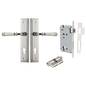 Verona Lever Stepped Backplate Entrance Kit w High Security Lock Polished Nickel by Iver, a Door Hardware for sale on Style Sourcebook