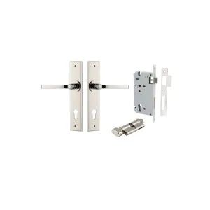 Annecy Lever Chamfered Backplate Entrance Kit w High Security Lock Polished Nickel by Iver, a Door Hardware for sale on Style Sourcebook